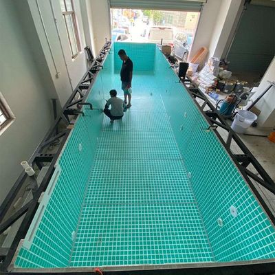Ατελείωτη λειτουργία Prefab πισίνα με ακρυλικό παράθυρο και κατασκευή από ανοξείδωτο χάλυβα