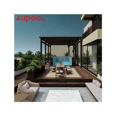 Ξύλινα πλαστικά πλακάκια χρώμα καφέ πάνω από το έδαφος πολυτελείς πισίνες για εξοχικά χωριά